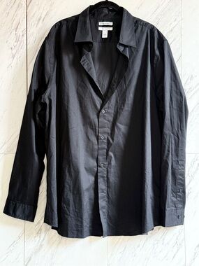 Amazon Essentials Men's Black Long Sleeve Button Up Point Collar Shirt XL